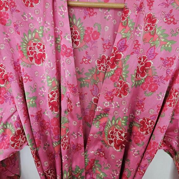 Vintage Cruz Pink Colors Floral Polyester Long Robe Size XL. Bridal Party Cover - Picture 5 of 6